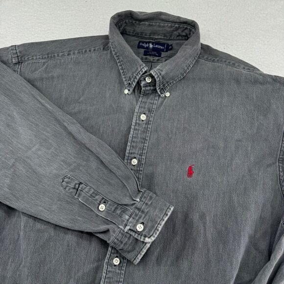 Ralph Lauren Blaire Shirt Mens XL Gray Heavyweight Long Sleeve Button Down Pony - Picture 1 of 7
